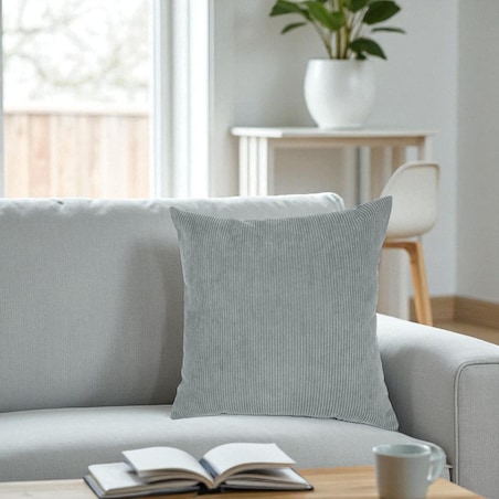 Szara sztruksowa poduszka dekoracyjna 50x50 Iga - duża