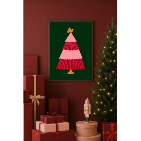 Poster Story, Plakat, Obraz - Kolorowa Choinka z Gołąbkiem, wymiary 42 x 60 cm