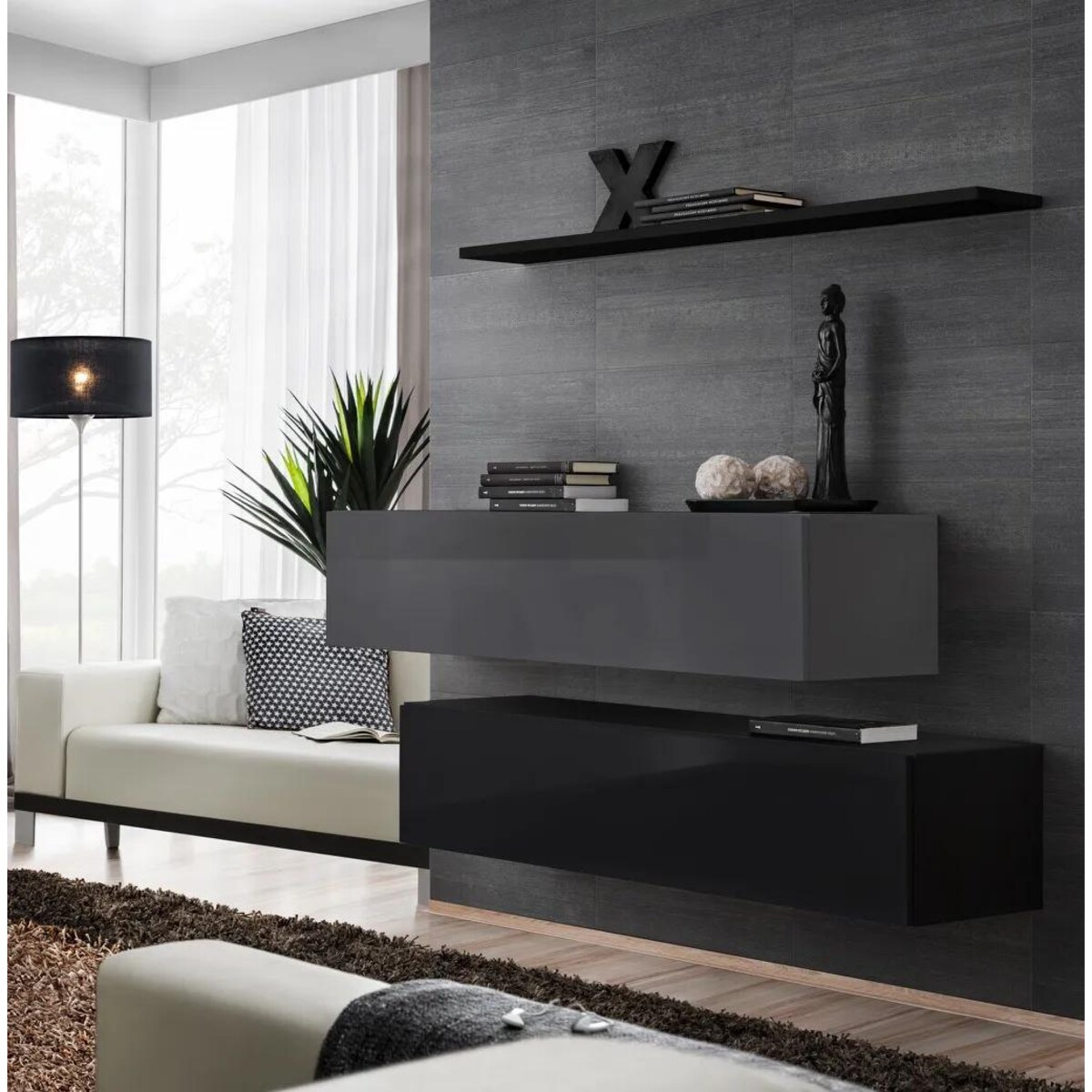 Meblościanka SWITCH SB II czarna/grafitowa