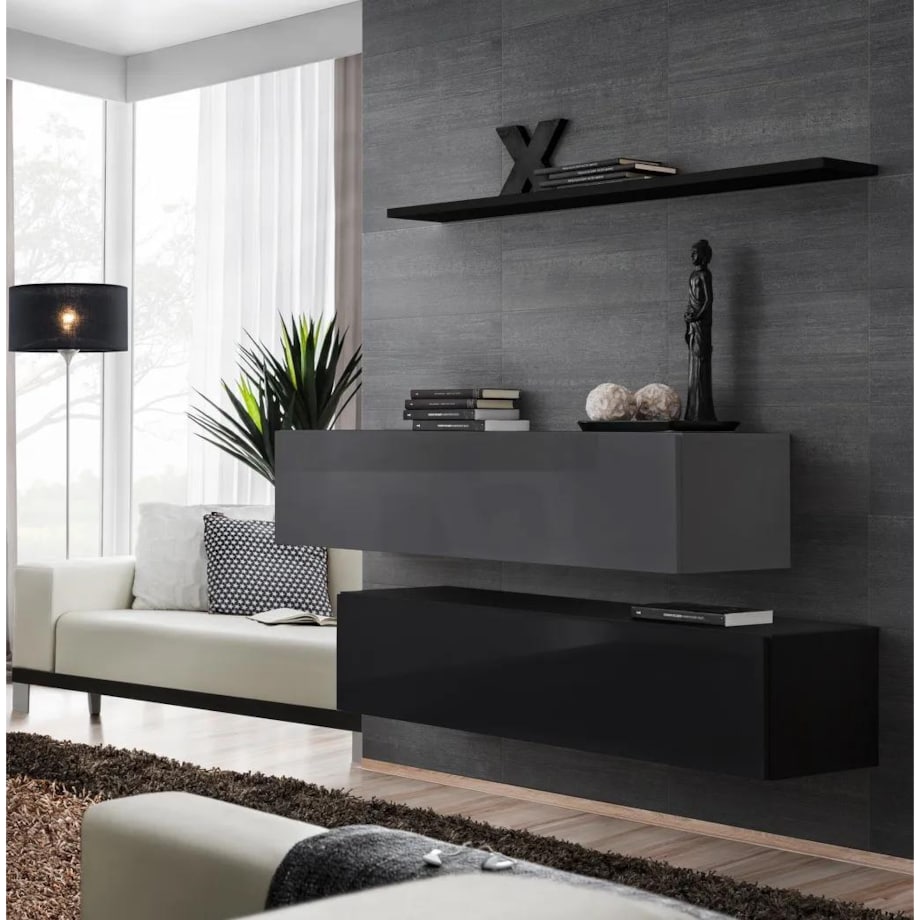 Meblościanka SWITCH SB II czarna/grafitowa