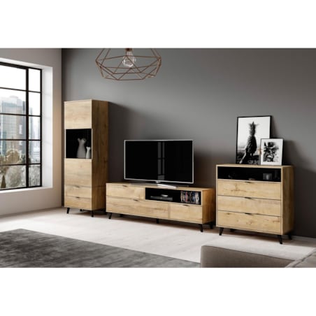 WITRYNA Kastor wysoka 60x45x192 cm MDF dąb/czarny