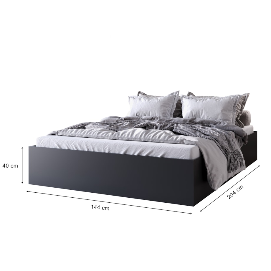 Łóżko sypialniane MOND 140x200 z materacem- czarne