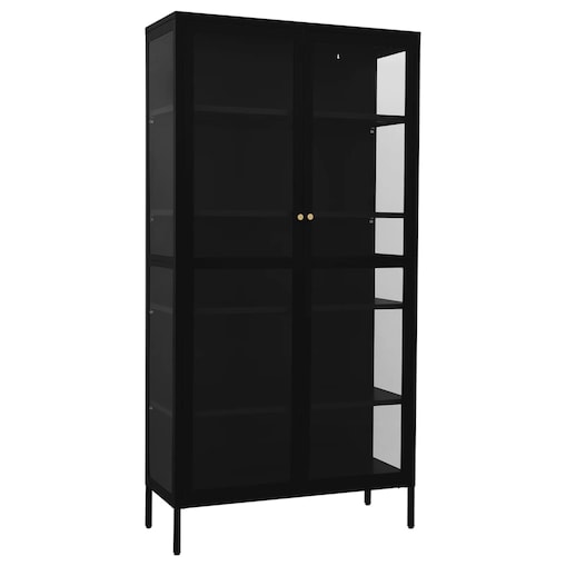 vidaXL Witryna, czarna, 90x40x180 cm, stal i hartowane szkło