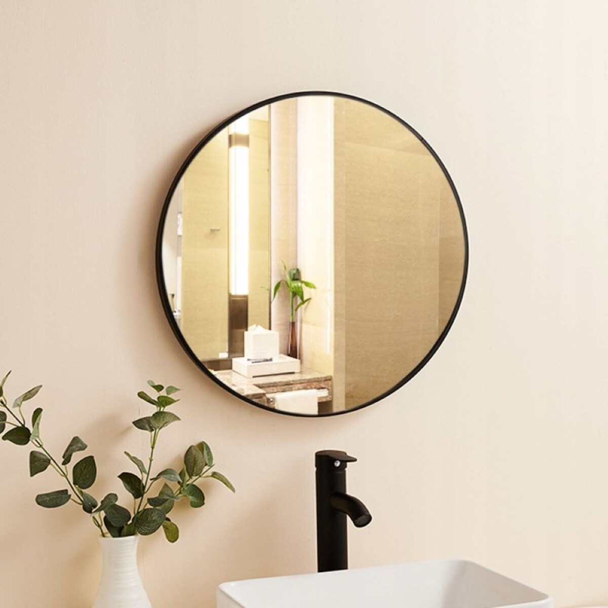 Duże lustro okrągłe industrialne łazienkowe salon sypialnia czarne 70cm