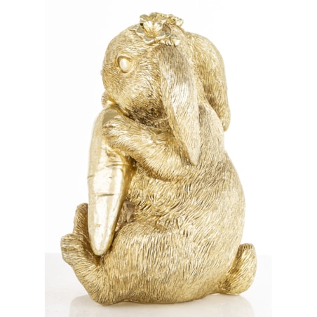 Figurka - złota króliczka z marchewką 16,5x12x10 cm KAROTO-3