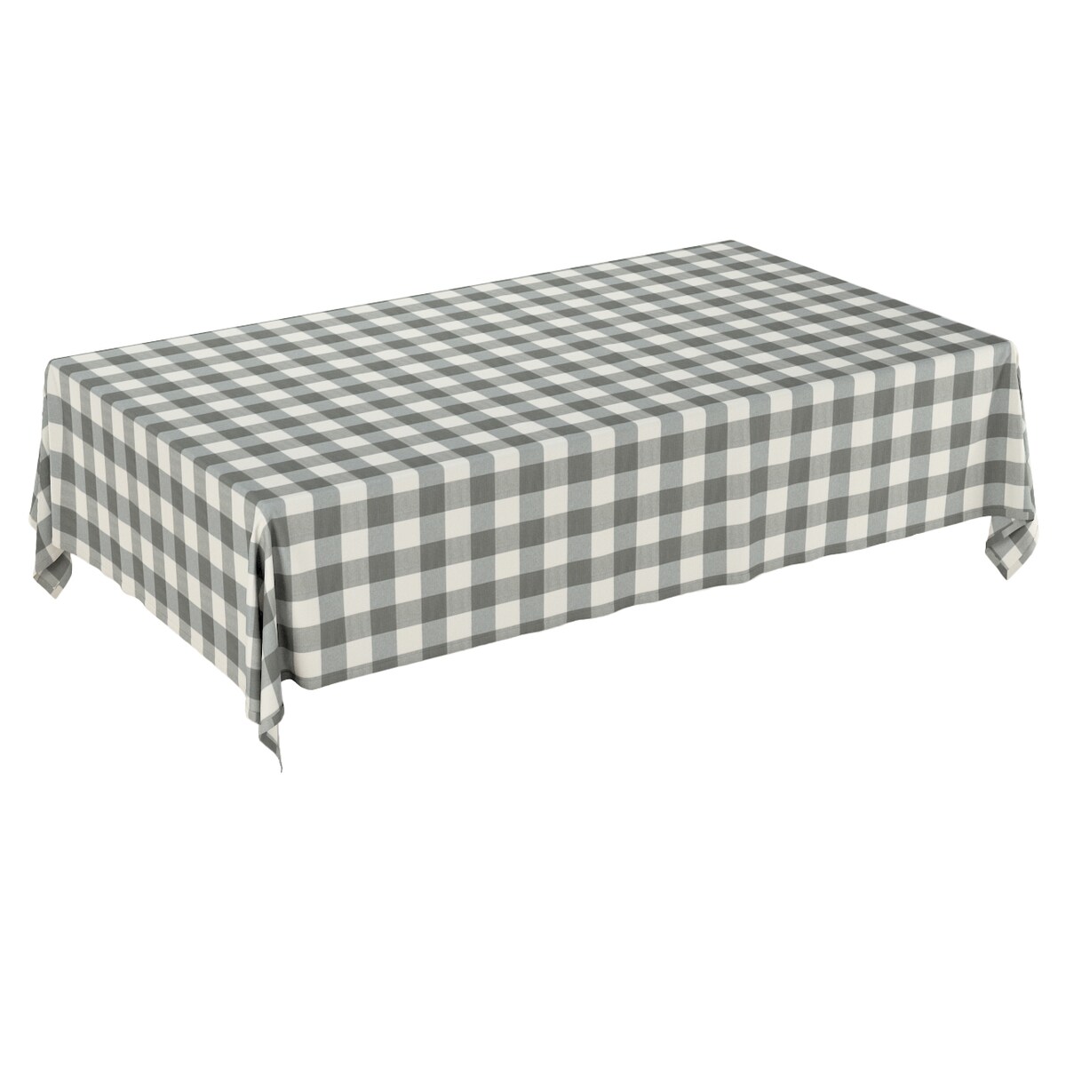Obrus prostokątny 130 x 130 cm szaro-biała krata (5,5x5,5cm)