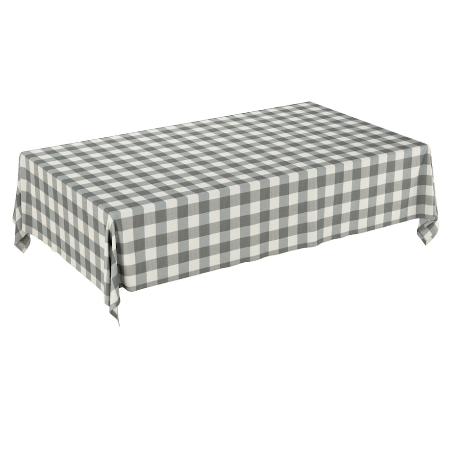 Obrus prostokątny 130 x 130 cm szaro-biała krata (5,5x5,5cm)