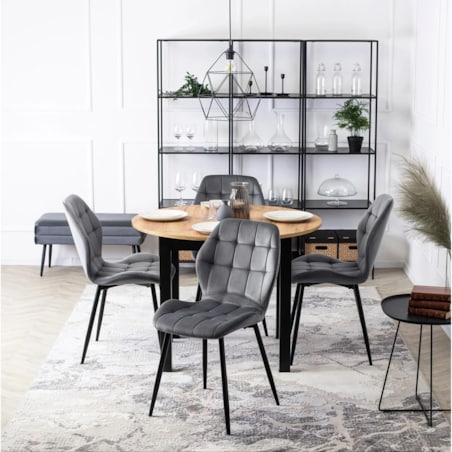 Krzesło Tapicerowane Welurowe Do Salonu Jadalni Toaletki Loft LUCKY Szare