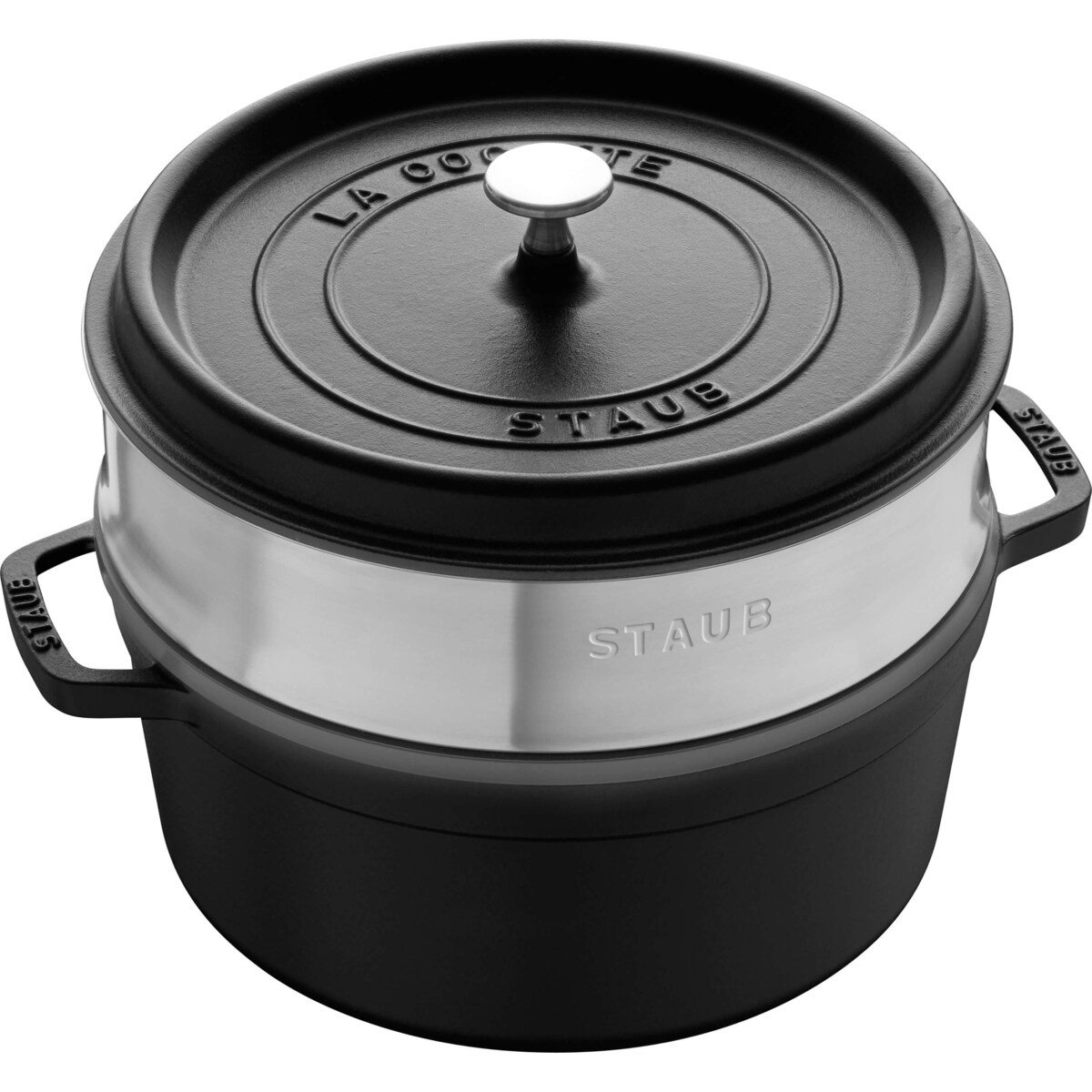 Garnek żeliwny okrągły z wkładem Staub - 3.8 ltr, Czarny