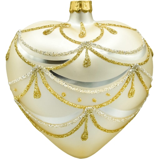 Bombka choinkowa: Serce w złotym ornamencie: matowe