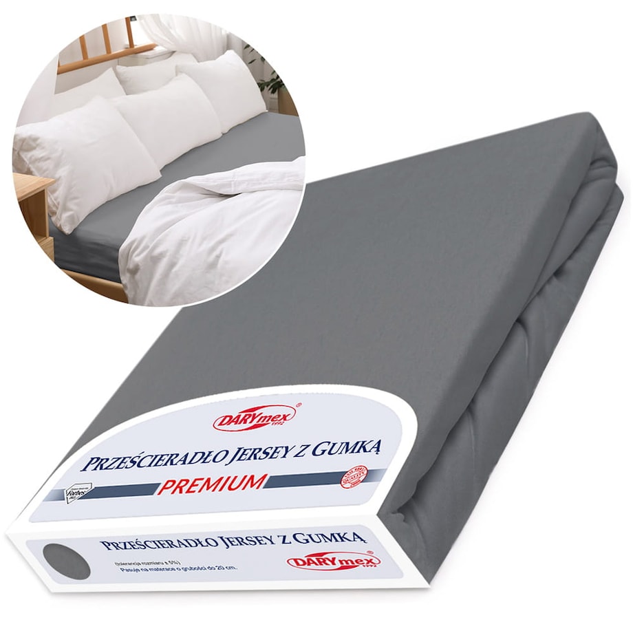 Prześcieradło z bawełny jersey z gumką 120x200 kolor szary PREMIUM