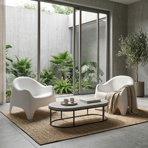 Zestaw 2 szt fotele ogrodowe wypoczynkowe Dumbo na taras, balkon biały