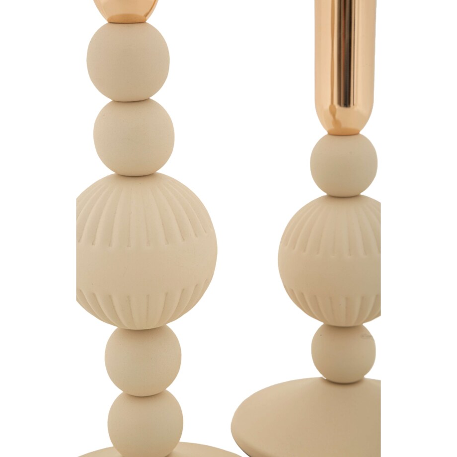 Świeczniki metalowe 2 szt. 25,5/20x10 cm CALLARA beżowe duże kule