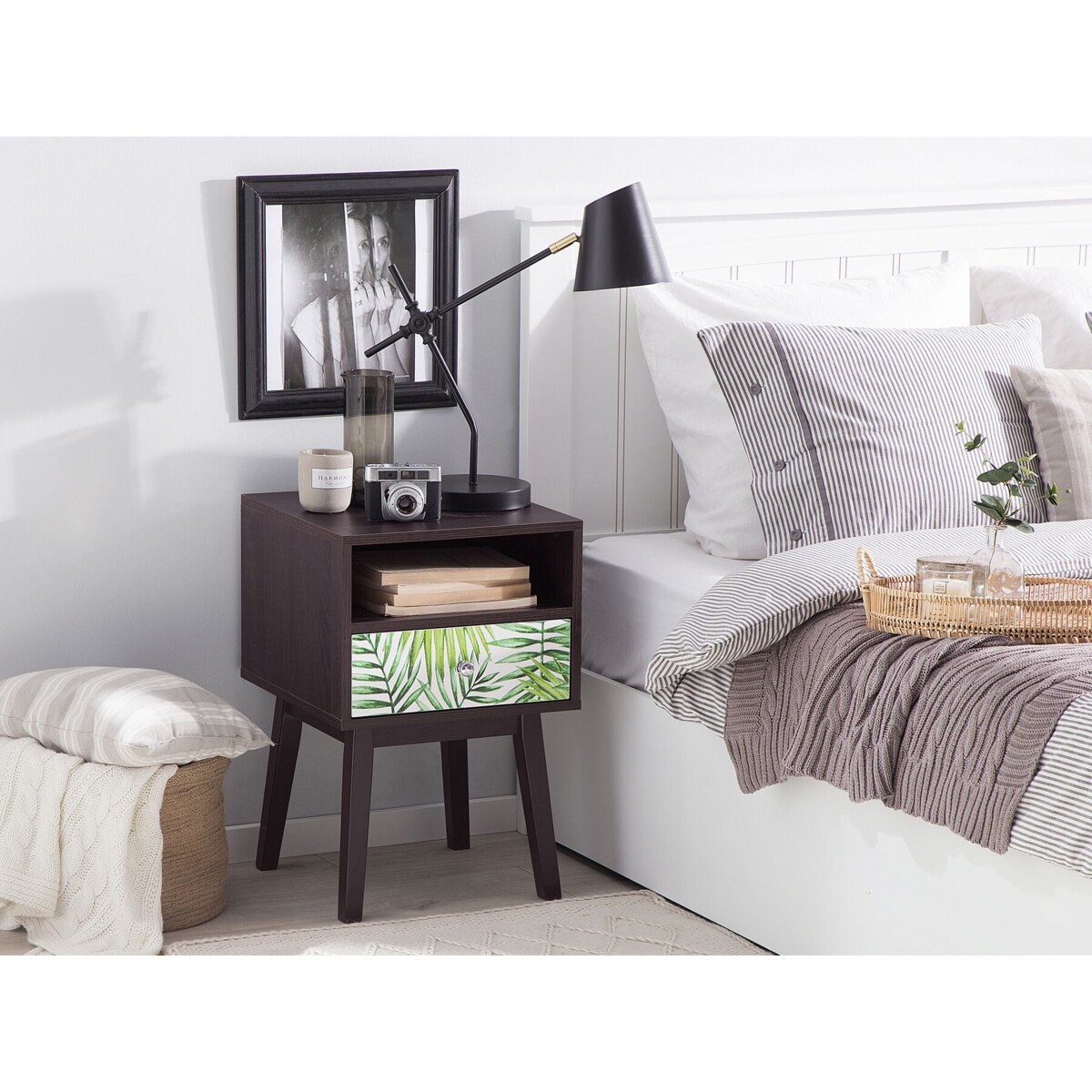 Szafka nocna ciemne drewno RODES