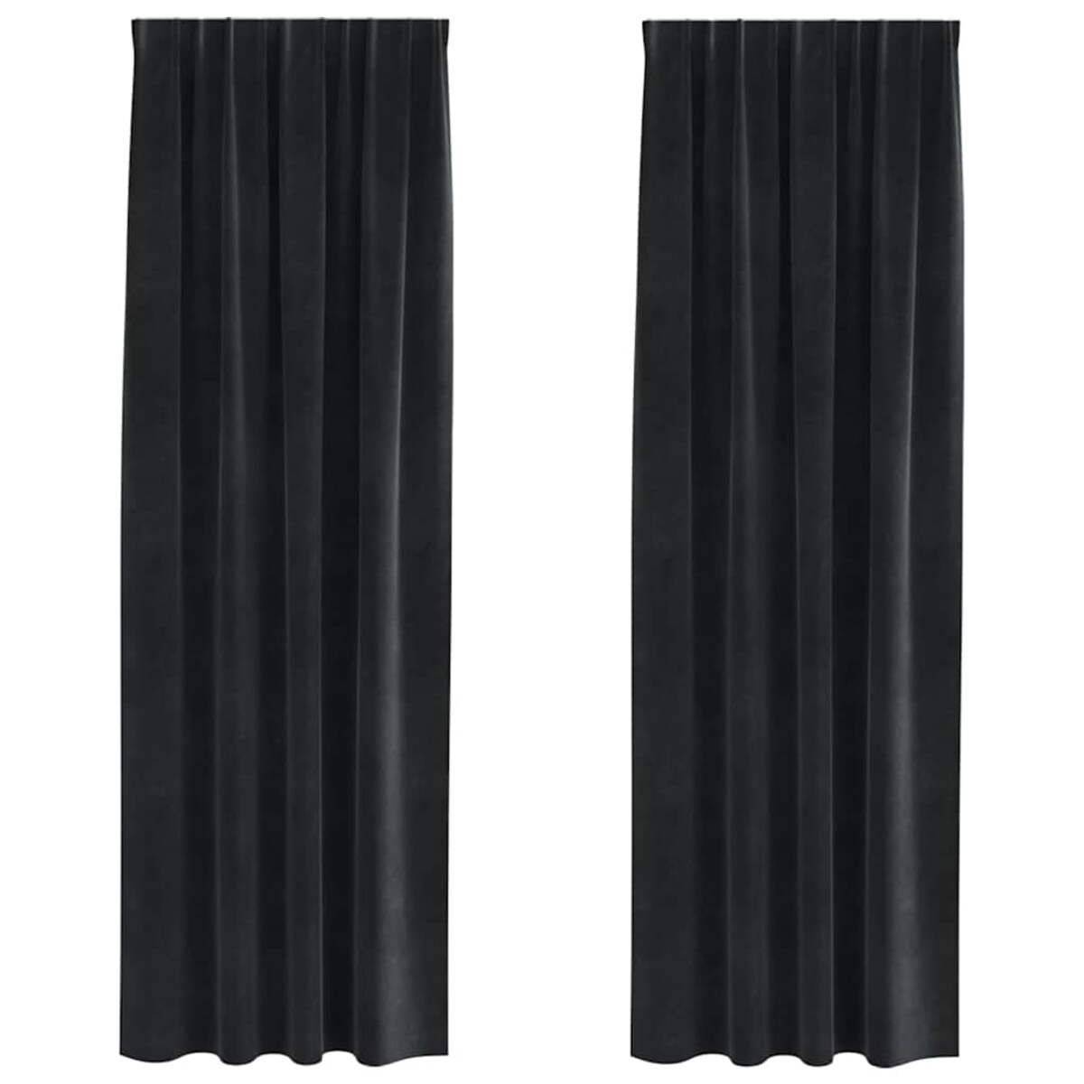 vidaXL Zasłony z zasłonami 2 pcs Czarny 140 x 225 cm Aksamit