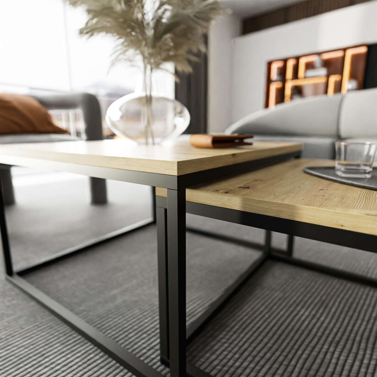 Stolik kawowy ława YOSHI 2w1 czarny dąb artisan 36/42 cm