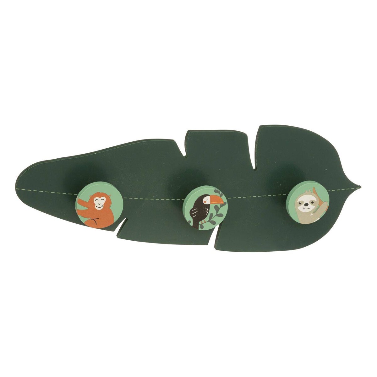 Wieszak na ubrania dla dzieci Jungle, 3 kolorowe haczyki, kształt liścia, 40 cm