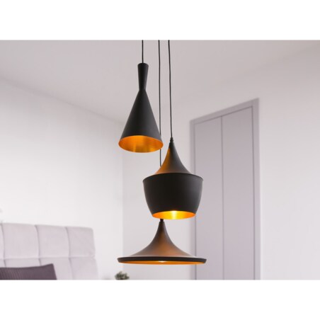 Lampa wisząca 3 klosze metalowa czarna CARSON