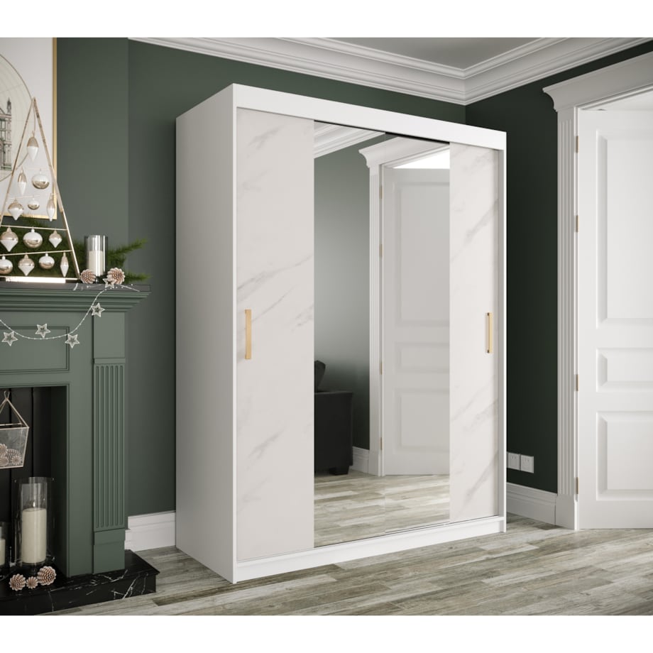 Szafa przesuwna Garderoba MARMUR T1 150 gł. 62 biały