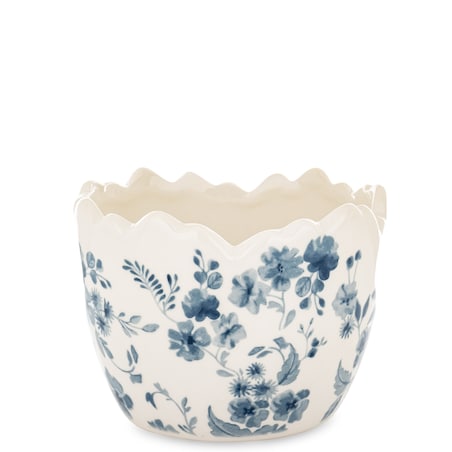 Osłonka biało-niebieska 9x12x12 cm KWIATKI