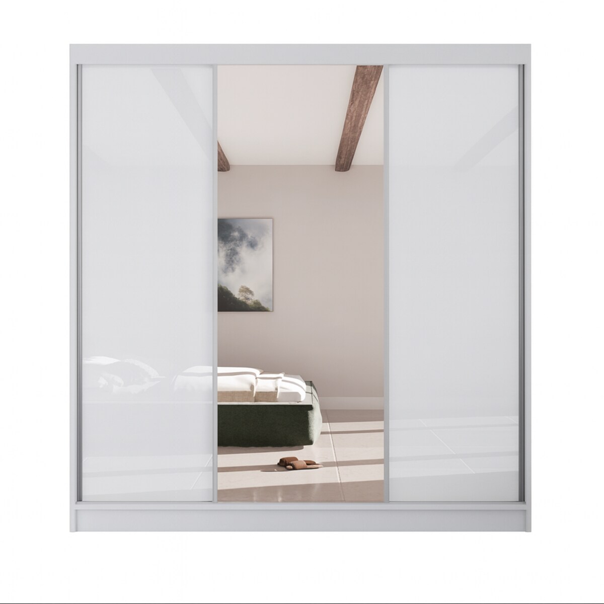 Szafa przesuwna VIOLA V200 z lustrem, do garderoby - biała