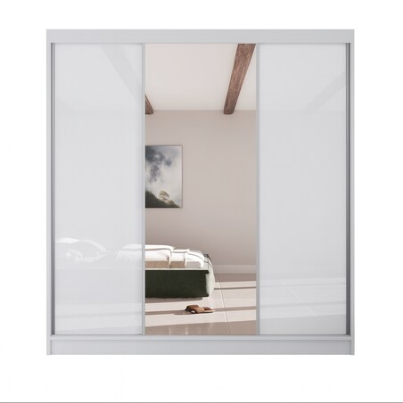 Szafa przesuwna VIOLA V200 z lustrem, do garderoby - biała
