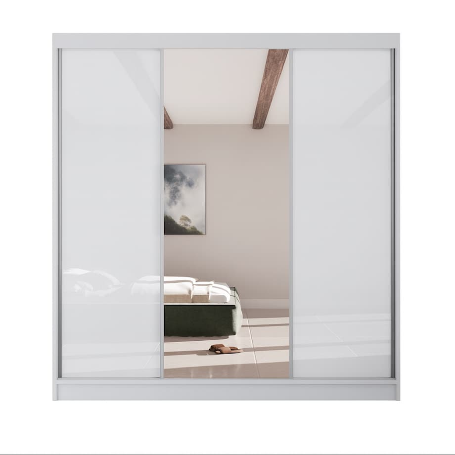 Szafa przesuwna VIOLA V200 z lustrem, do garderoby - biała