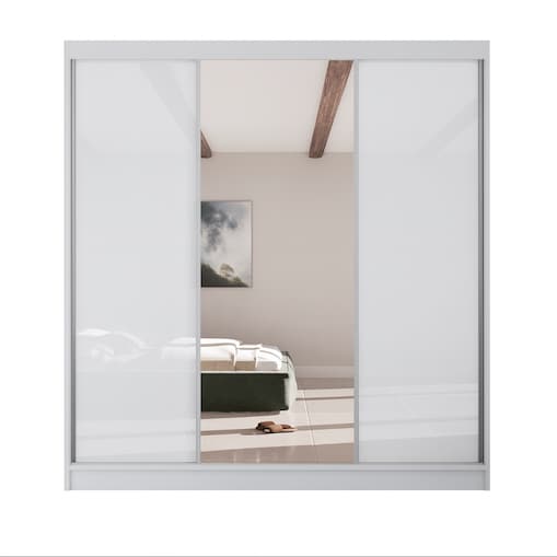 Szafa przesuwna VIOLA V200 z lustrem, do garderoby - biała