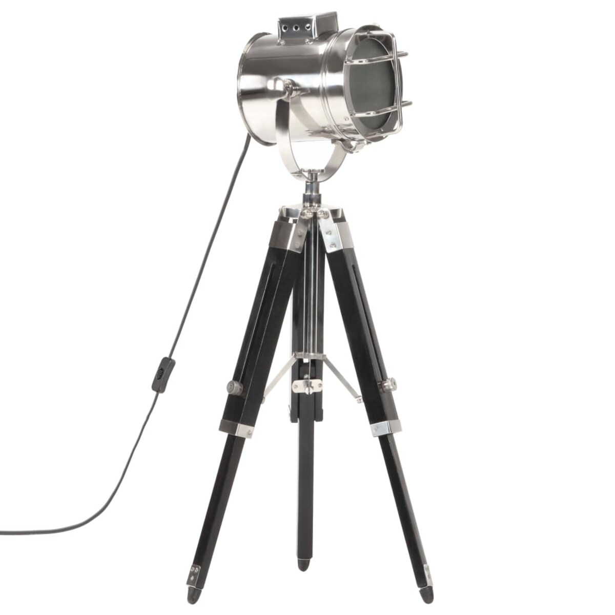 vidaXL Lampa podłogowa na trójnogu, czarna, lite drewno mango, 69 cm