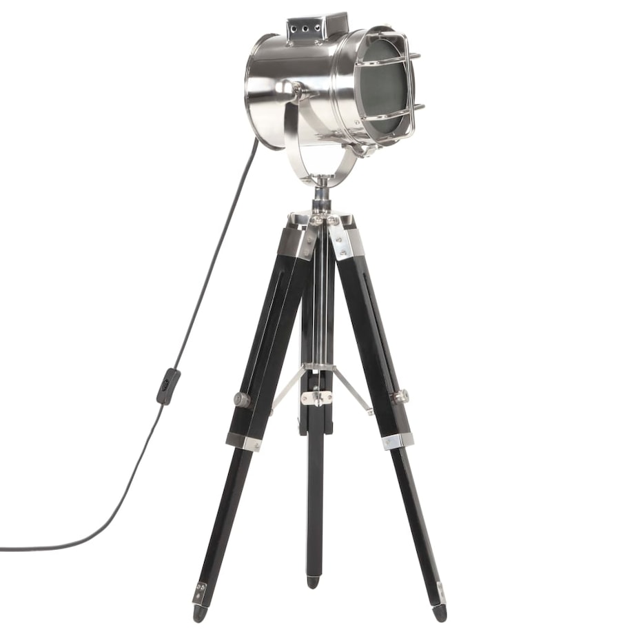 vidaXL Lampa podłogowa na trójnogu, czarna, lite drewno mango, 69 cm