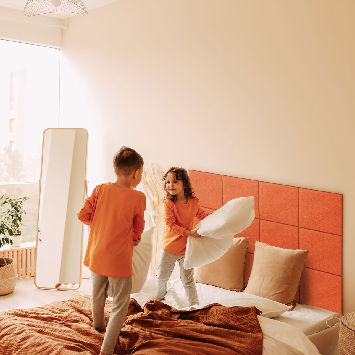 Zestaw 2 szt panel filcowy Felly 40x40 cm płytka kwadrat gładki pomarańczowy