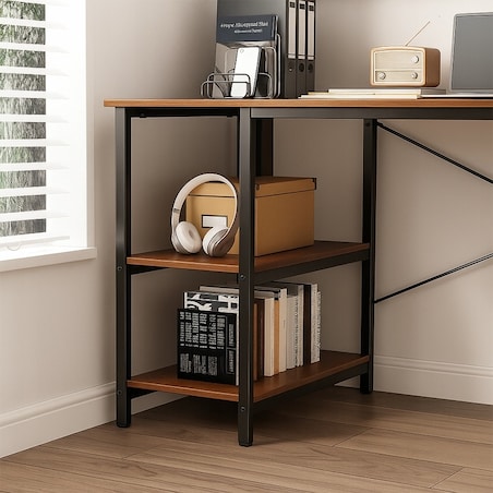 Biurko Komputerowe Loft Industrialne Szuflada Półki Jasny Dąb Skandynawski