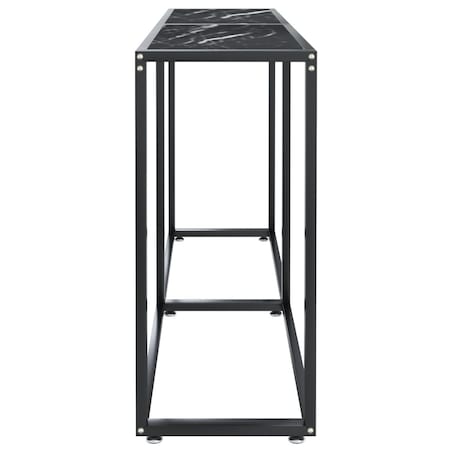 vidaXL Konsola, czarny marmur, 140x35x75,5 cm, szkło hartowane