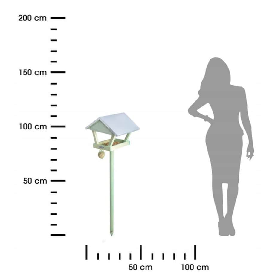 KARMNIK DLA PTAKÓW stojący do wbicia na ziarno drewniany ozdobny zielony
