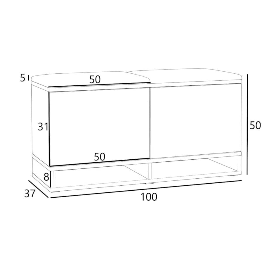 Szafka na buty z siedziskiem DUBAI dąb sonoma/zielona