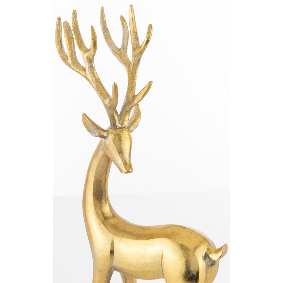 Dekoracja - stojący złoty renifer 37x19 cm