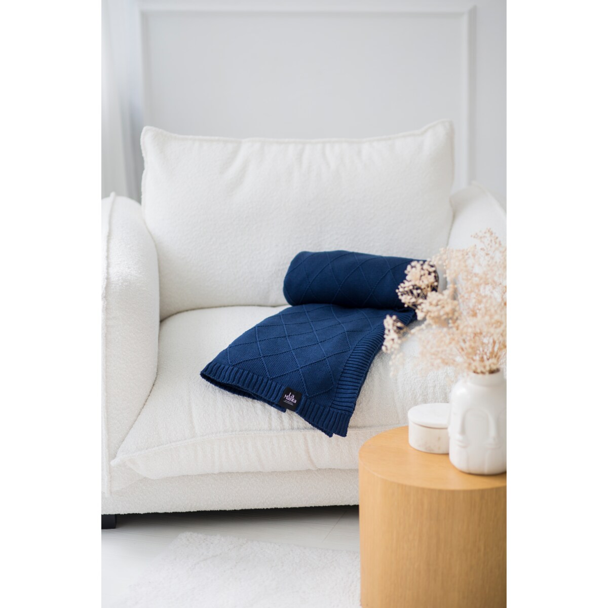 Pled romby granatowy, 130 x 160 cm, La Manta