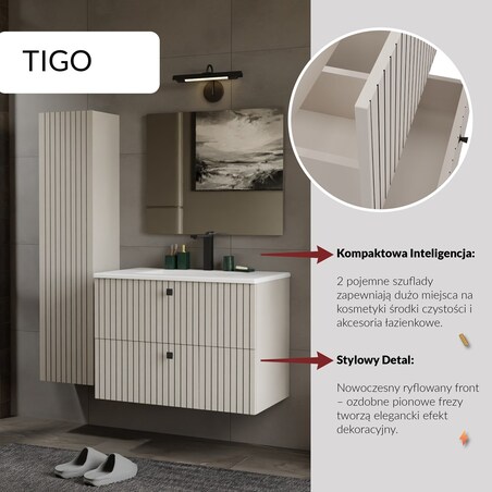 Szafka łazienkowa TIGO 80/2S/UMYWALKA KASZMIR