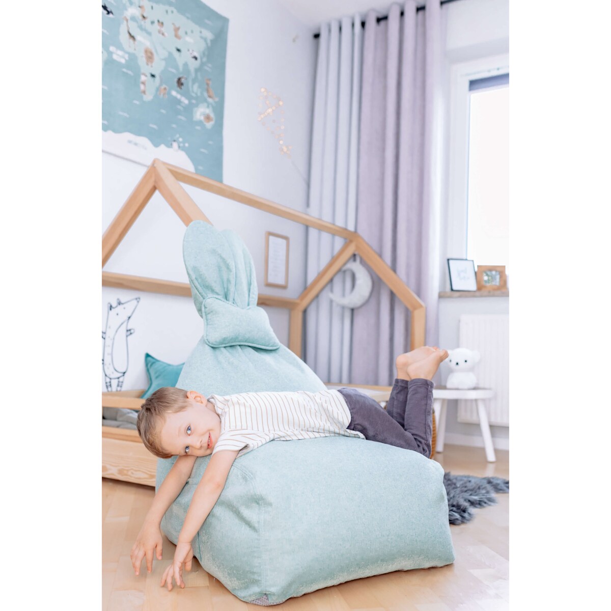 PUF FUNNY BUNNY BAWEŁNIANY MIETOWO-ZIELONY