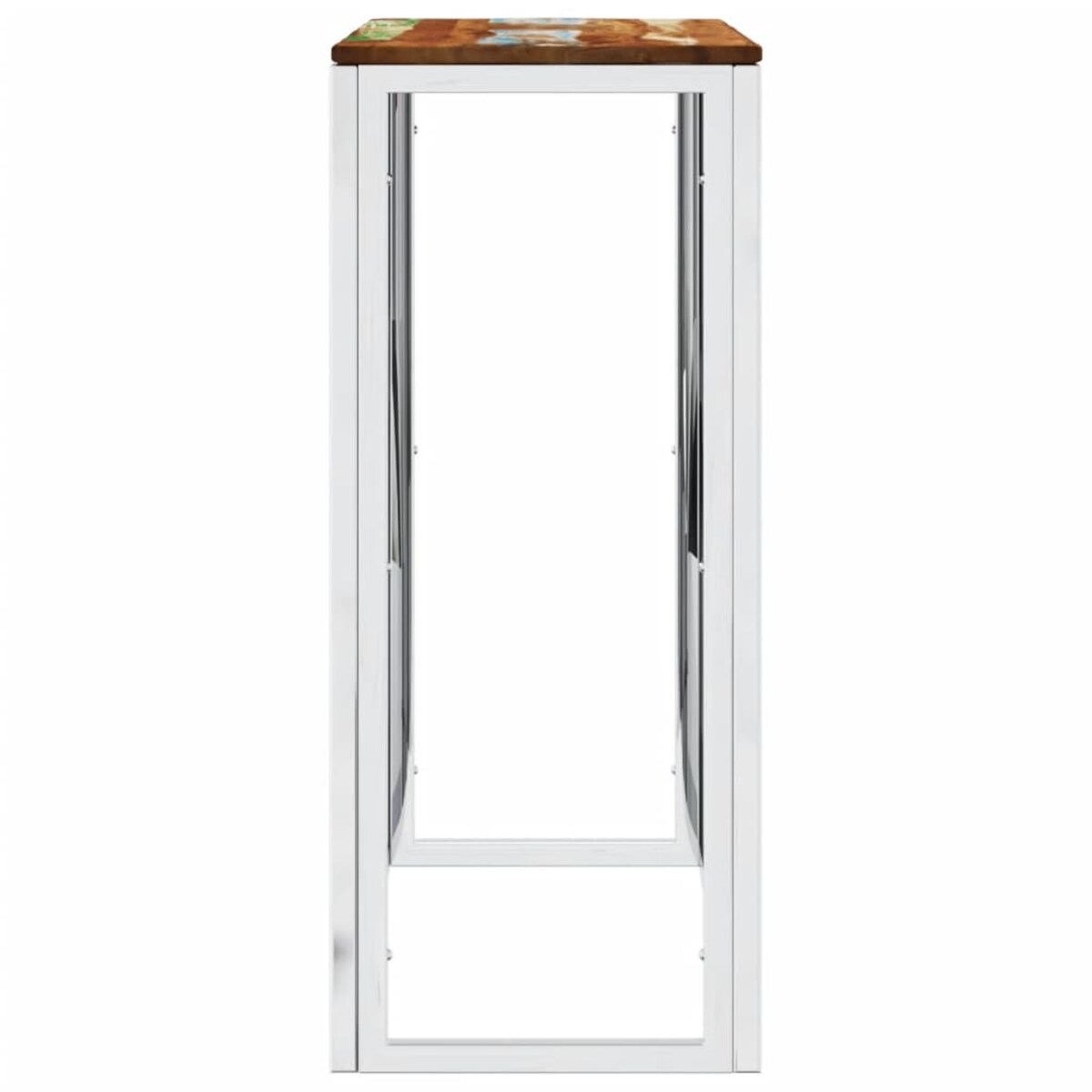 vidaXL Stolik konsolowy, srebrny, stal nierdzewna i drewno z odzysku