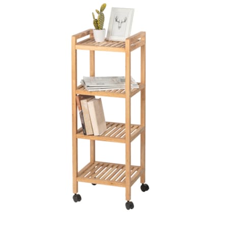 Regał łazienkowy na kółkach NORWAY z czterema półkami, drewno orzechowe, WENKO