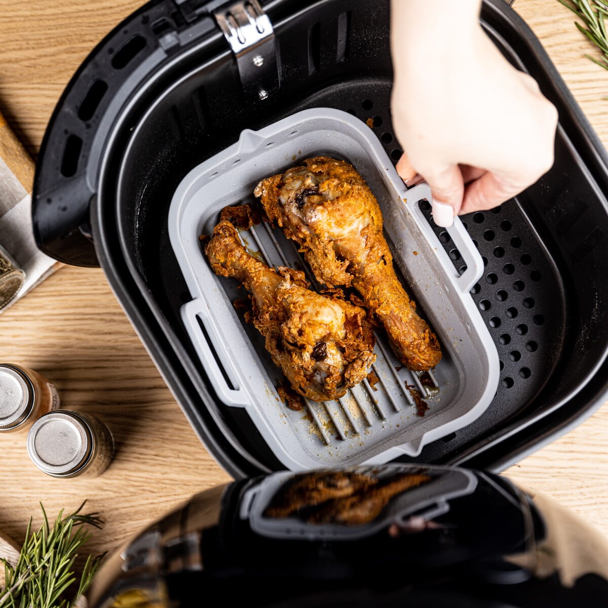 Zestaw wkładów silikonowych do frytkownicy beztłuszczowej 2 sztuki prostokątny 20.5x14.5cm składany KLAUSBERG