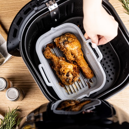 Zestaw wkładów silikonowych do frytkownicy beztłuszczowej 2 sztuki prostokątny 20.5x14.5cm składany KLAUSBERG