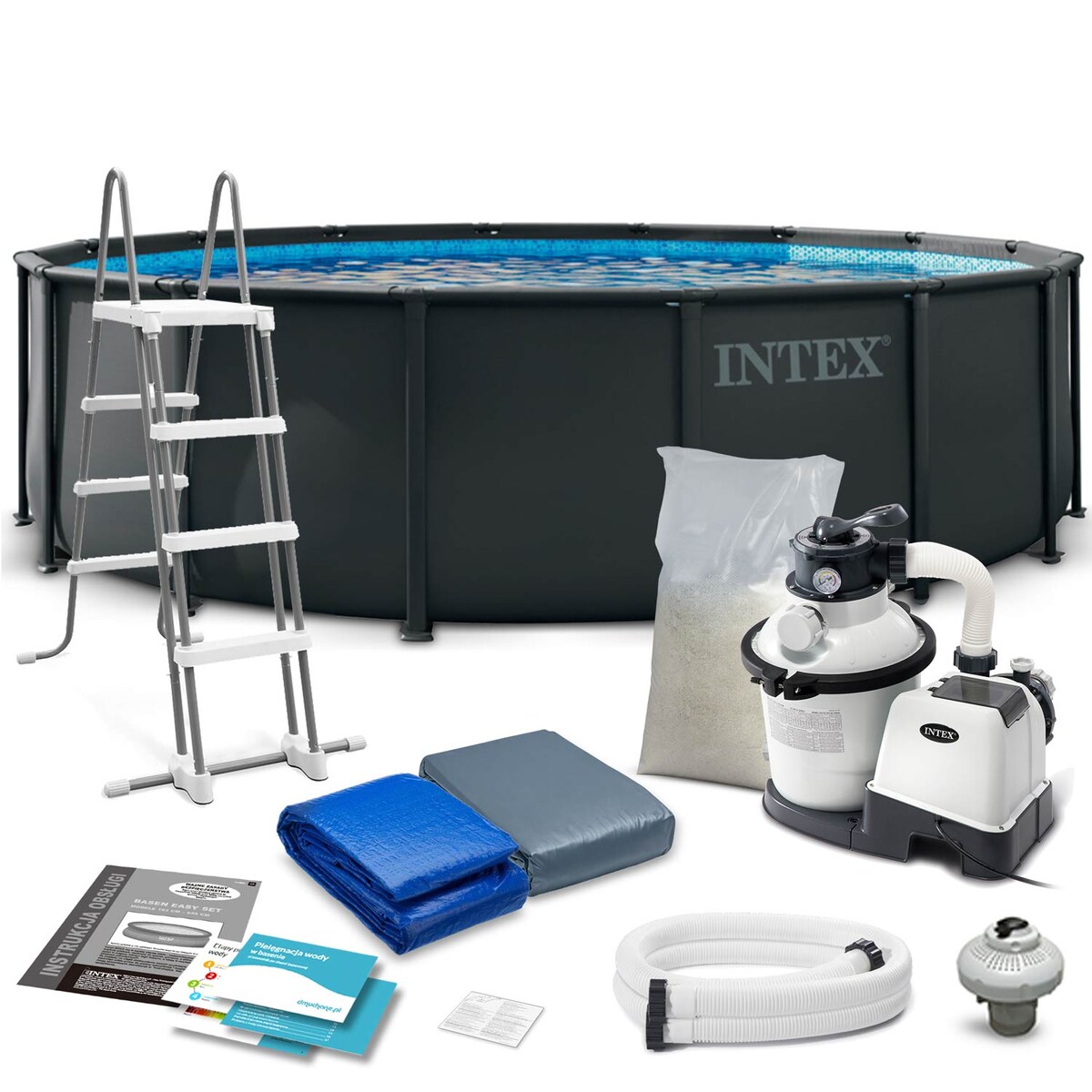 Basen stelażowy ogrodowy z pompą piaskową 488x122cm Intex 26326ND-6W1 model 2026