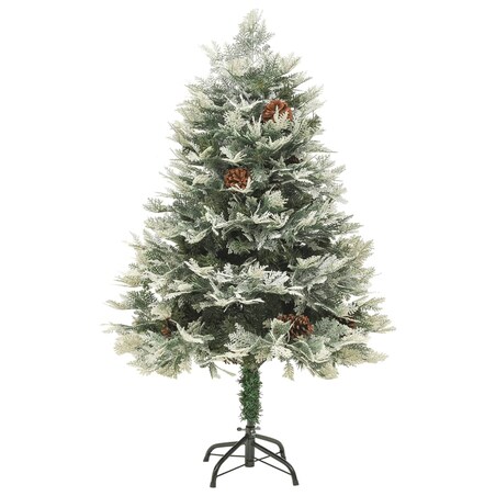 vidaXL Sztuczna choinka z lampkami i szyszkami, zielona 150 cm, PVC/PE