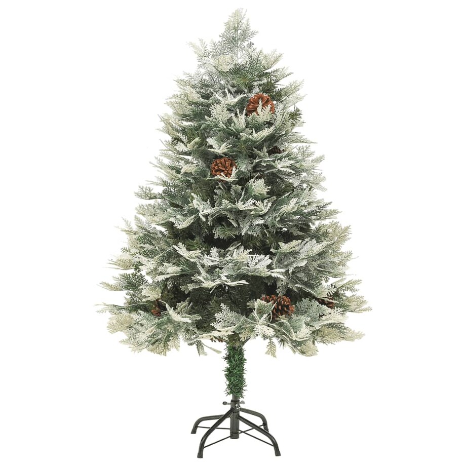 vidaXL Sztuczna choinka z lampkami i szyszkami, zielona 150 cm, PVC/PE
