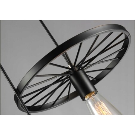 Lampa Sufitowa Czarna Żyrandol Loft Industrial