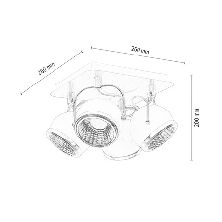 Lampa Sufitowa BRITOP Lighting 4xGU10 LED 6W Elegancka Biel w Klasycznym Stylu, Polski Producent, 1 szt.