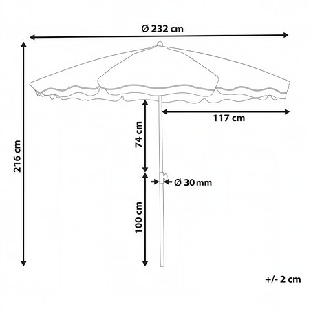 Parasol ogrodowy 232 cm SESTRIERE Turkusowy