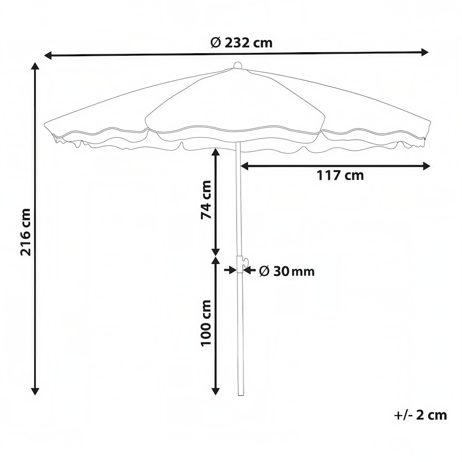 Parasol ogrodowy 232 cm SESTRIERE Turkusowy